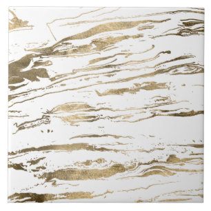 Gold abstract marbleized paint tile