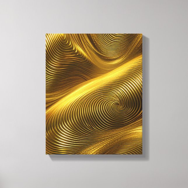 Gold Abstract Metallic Swirl Art Canvas Print (Front)