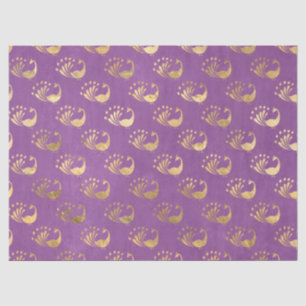 Gold Abstract Peacocks on Light Purple Decoupage Tissue Paper