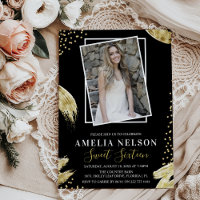 Gold Abstract Photo Sweet 16 Birthday