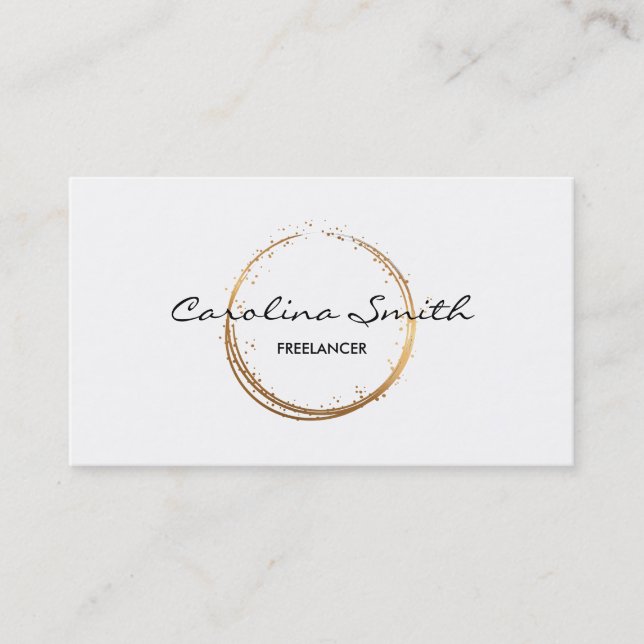 Gold Abstract Simple White Business Card (Front)