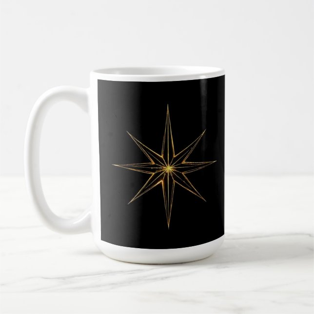Gold abstract star lineart coffee mug (Left)