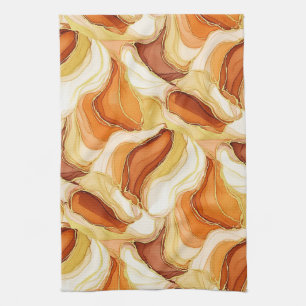Gold Accented Fluid Art - Sienna Marble (11) Kitchen Towel
