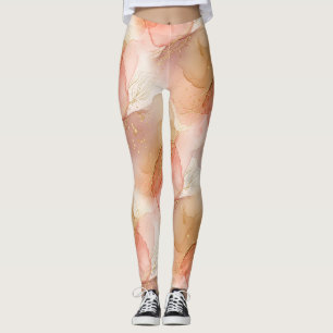 Gold Accented Fluid Art - Sienna Marble (3) Leggings