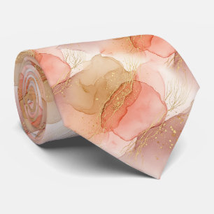 Gold Accented Fluid Art - Sienna Marble (3) Tie