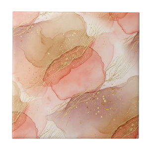 Gold Accented Fluid Art - Sienna Marble (3) Tile