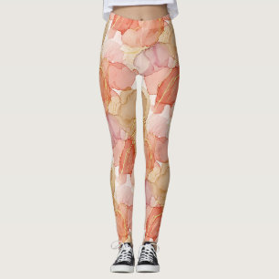 Gold Accented Fluid Art - Sienna Marble (4) Leggings