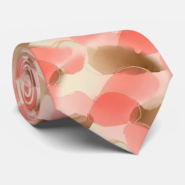 Gold Accented Fluid Art - Sienna Marble (6) Tie (Rolled)