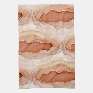 Gold Accented Fluid Art - Sienna Marble (8) Kitchen Towel