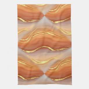 Gold Accented Fluid Art - Sienna Marble (9) Kitchen Towel