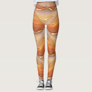 Gold Accented Fluid Art - Sienna Marble (9) Leggings