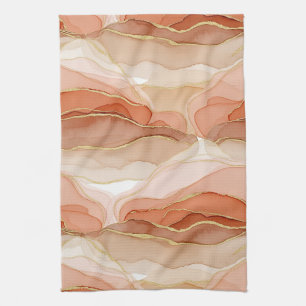 Gold Accented Fluid Art - Sienna Marble Kitchen Towel