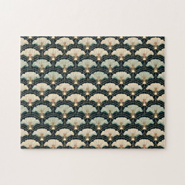 Gold Accented Patterned Japanese-inspired Jigsaw Puzzle (Horizontal)