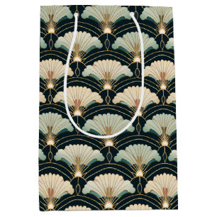 Gold Accented Patterned Japanese-inspired Set of Medium Gift Bag