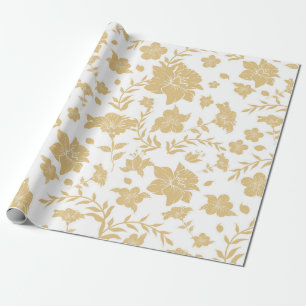 Gold Accents White Background Wrapping Paper