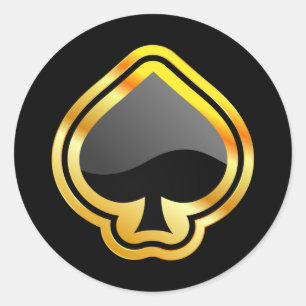 Gold Ace of Spades Classic Round Sticker