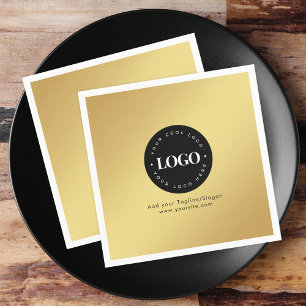 Gold Add Custom Business Company Logo & Text Party Napkin