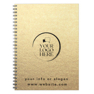 Gold add your logo custom chic metallic  notebook