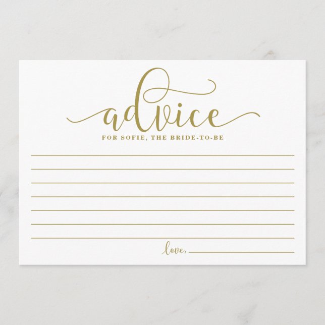 Gold Advice for the Bride Calligraphy (Front)