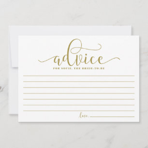 Gold Advice for the Bride Calligraphy Card