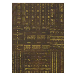 Gold African Tribal Pattern on rich brown texture Tablecloth