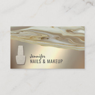 Gold agate geode chic metallic nail business card