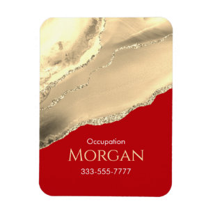 Gold Agate/Glitter Promote Your Business, Deep Red Magnet