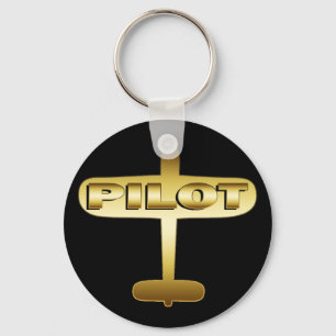 GOLD AIRPLANE PILOT KEYCHAIN