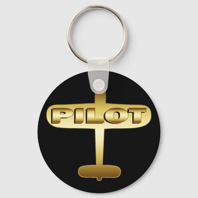 GOLD AIRPLANE PILOT KEYCHAIN (Front)