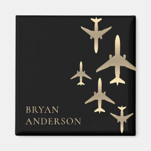 Gold Airplanes Aviation Magnet