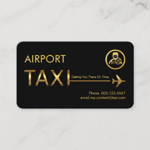 Gold Airport Taxi Airplane Line Business Card