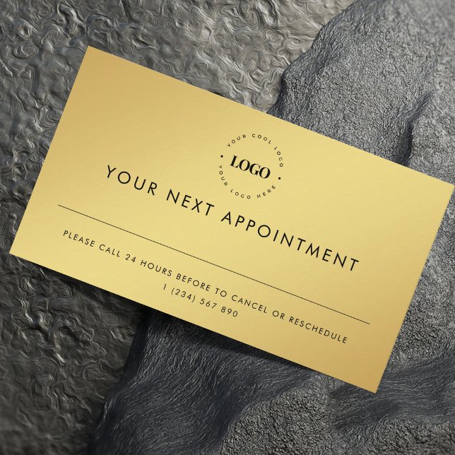Gold Ajouter un logo personnalisé Carte de rendez- (Créateur téléchargé)