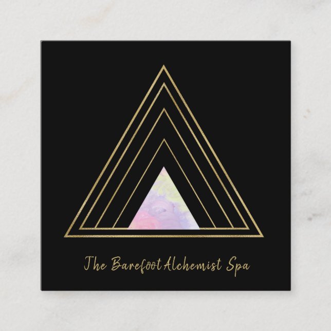 *~*  Gold Alchemy Triangle Sacred Geometry Minimal Square Business Card (Front)