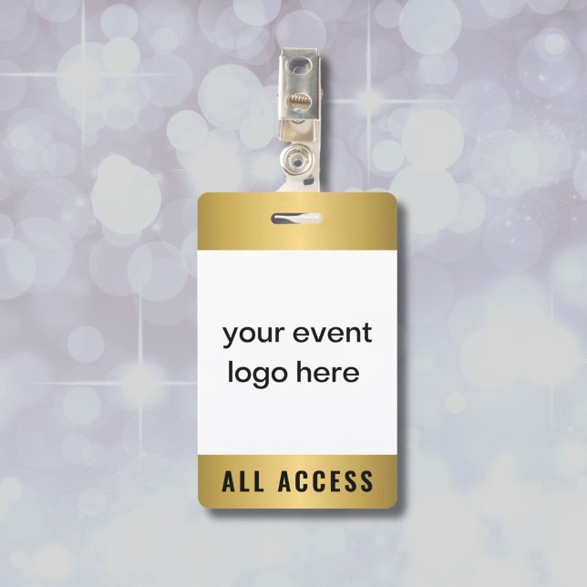 Gold All Access Event Pass Badge (Gold all access pass with logo for special event.)