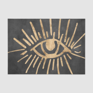 Gold all seeing eye coal grey black distressed   tissue paper