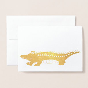 Gold Alligator Later Gator Croc Crocodile Reptile Foil Card
