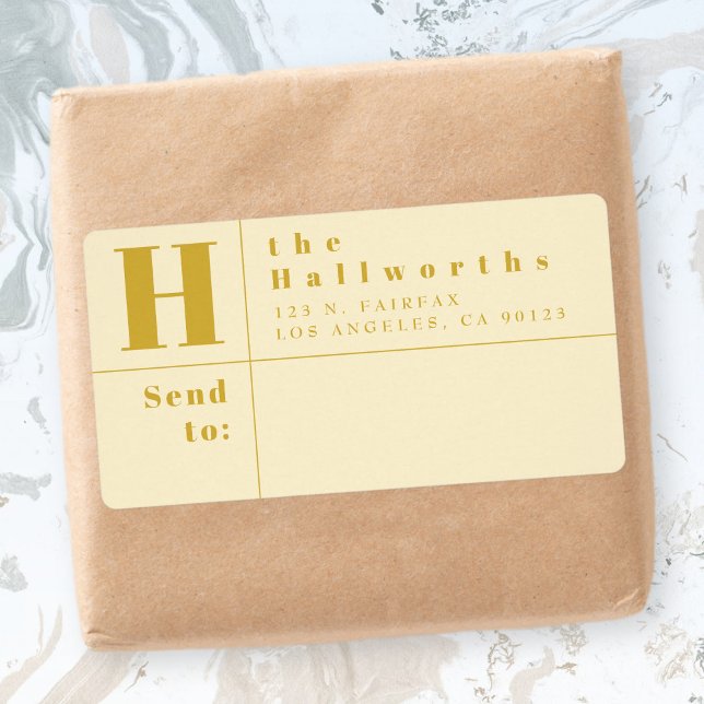 Gold & Almond Modern Bold Block Adresse de retour (Créateur téléchargé)