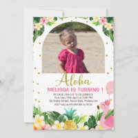 Gold Aloha Floral Flamingo Arch Photo 1st Birthday