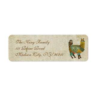 Gold Alpaca & Teal Owl Address Label