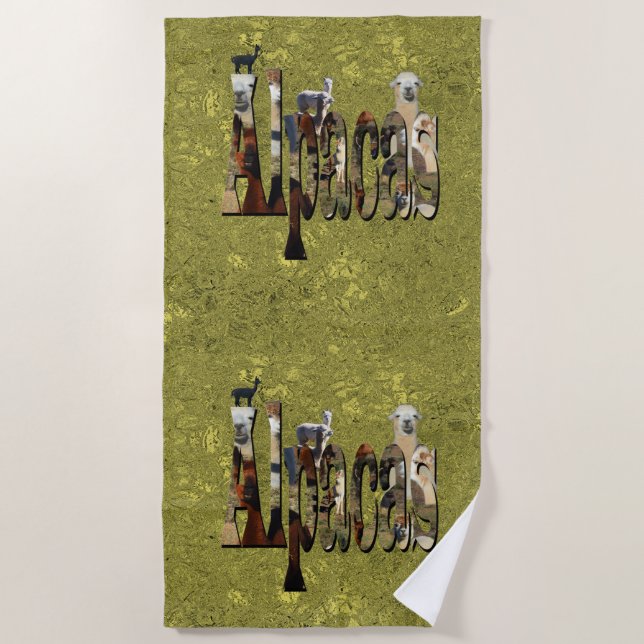 Gold Alpacas Design , Beach Towel (Front)
