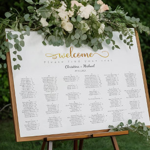 Gold Alphabetical Welcome Wedding Seating Chart