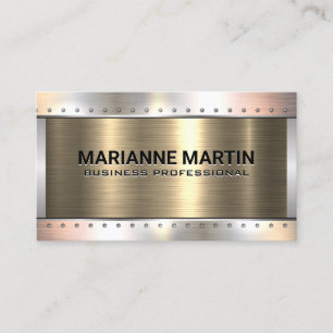 Gold Aluminum Silver Brushed   Metals Rivets Business Card