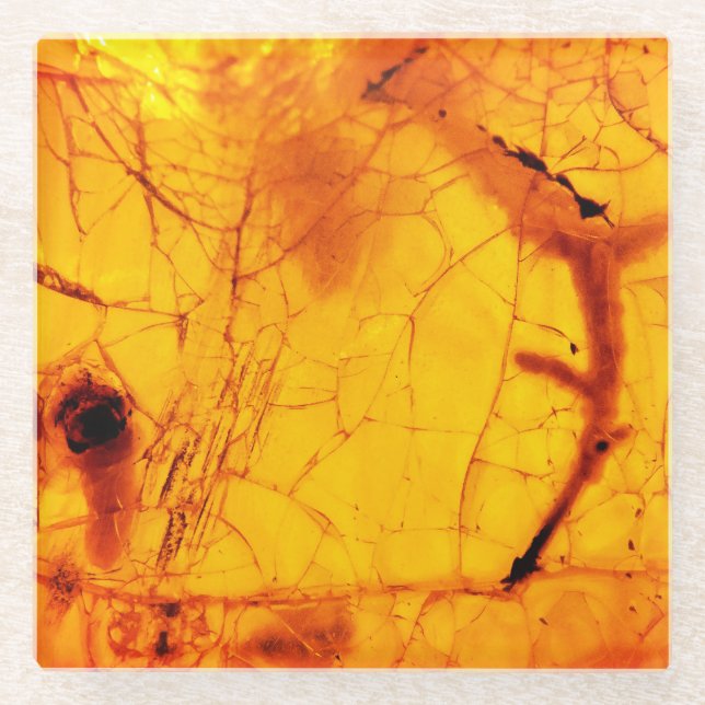 Gold Amber Stone Glass Coaster (Front)