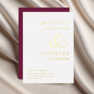 Gold Ampersand Burgundy Wedding Save The Date