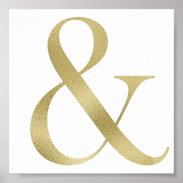 Gold ampersand wall art, foil font poster (Front)