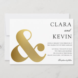 Gold Ampersand Wedding invitation
