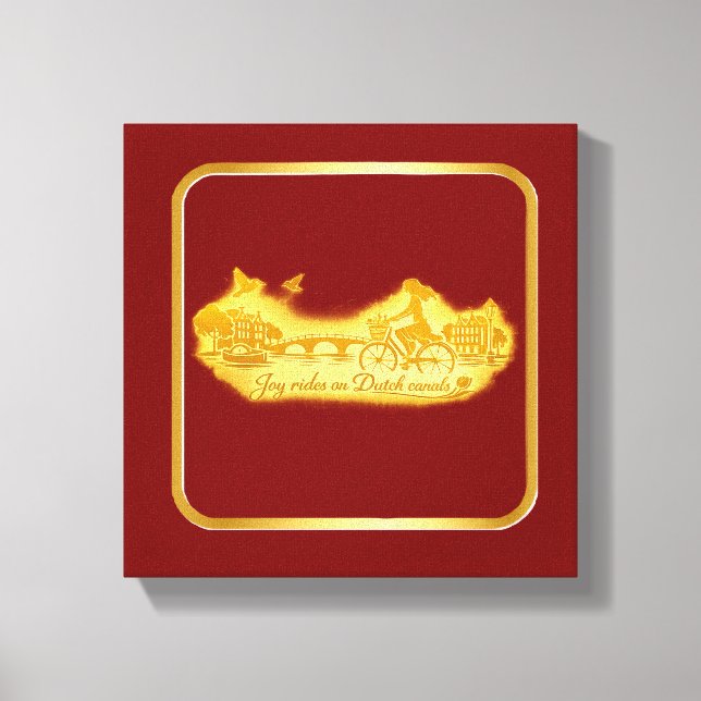 Gold Amsterdam Arched Bridges Charm Canvas Print (Front)