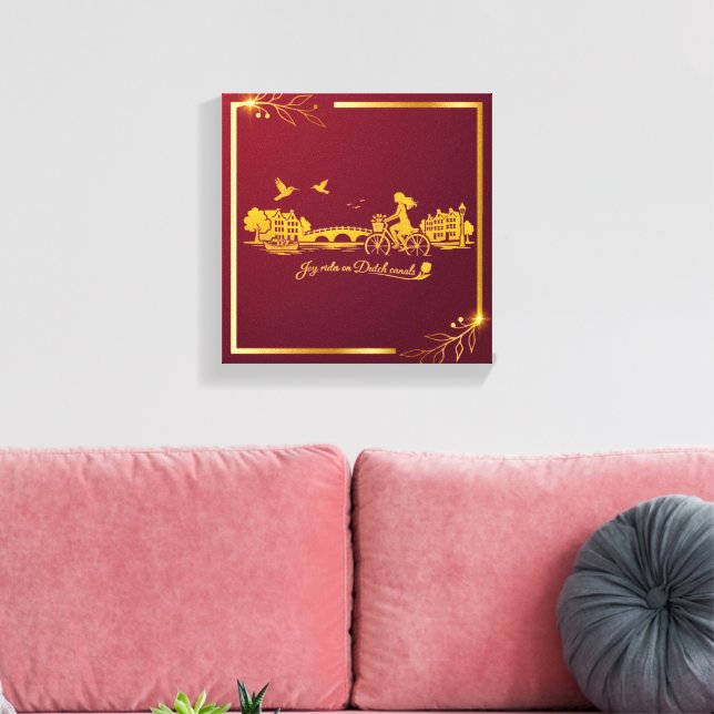 Gold Amsterdam Arched Bridges Charm Canvas Print (Insitu(LivingRoom))