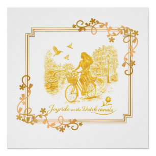 Gold Amsterdam Arched Bridges Charm Poster