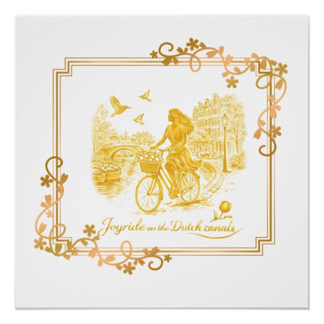 Gold Amsterdam Arched Bridges Charm Poster (Front)